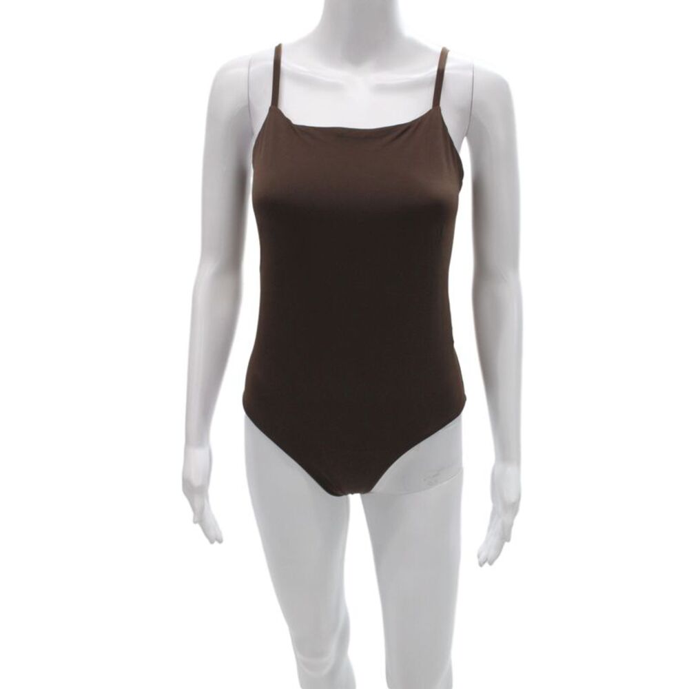 Weekday Womens One Piece Swimwear Brown Nylon Solid Classic Size M